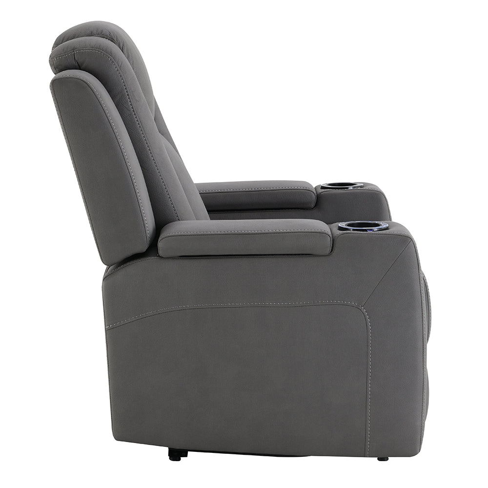 Leuco Power Motion Recliner with Cup Holder, Control, LED & Power Headrest