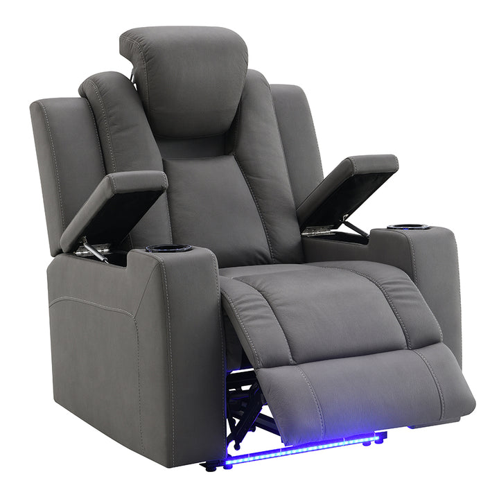 Leuco Power Motion Recliner with Cup Holder, Control, LED &amp; Power Headrest