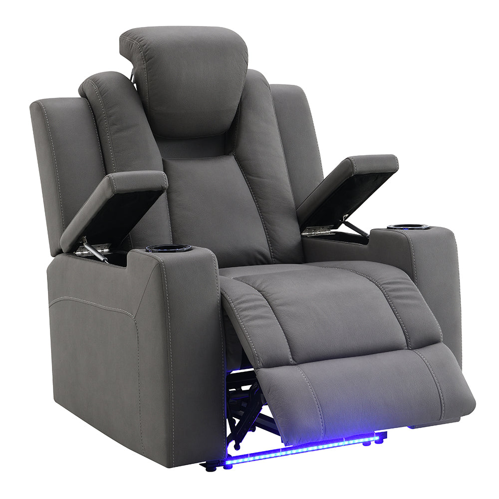 Leuco Power Motion Recliner with Cup Holder, Control, LED & Power Headrest