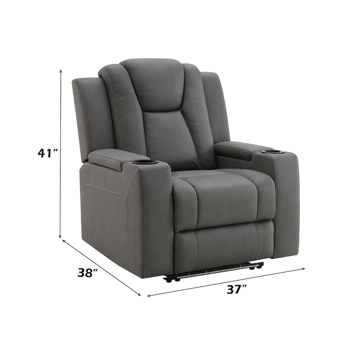 Leuco Power Motion Recliner with Cup Holder, Control, LED &amp; Power Headrest