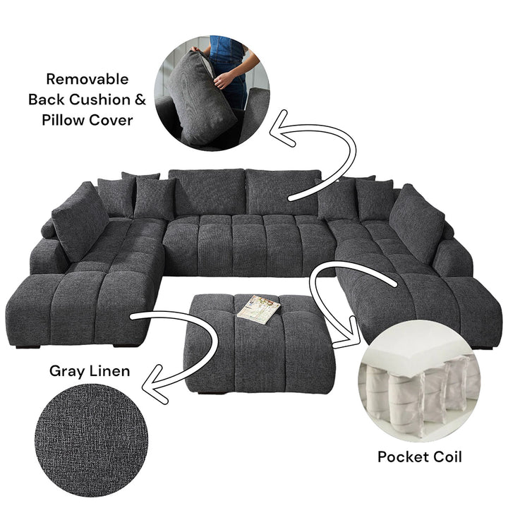Chosen Sectional Sofa with 6 Pillows