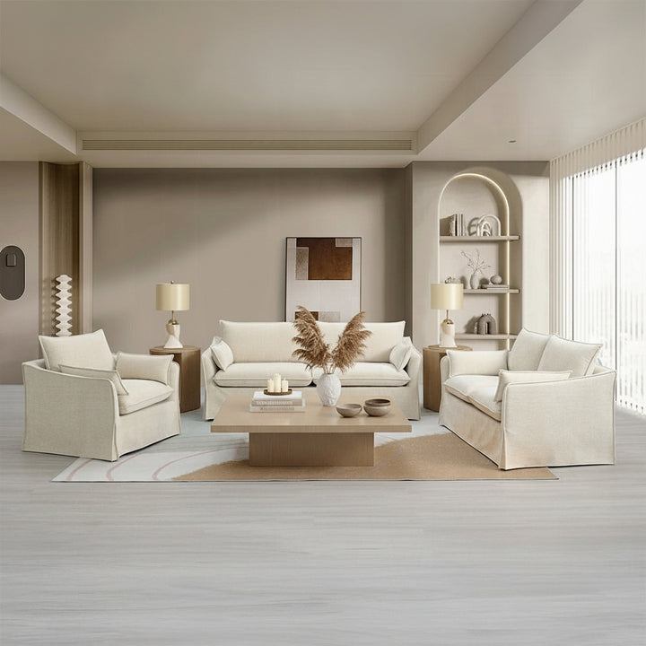 Modern Slipcover Shane Loveseat with Pocket Coil Seating & Accent Pillows