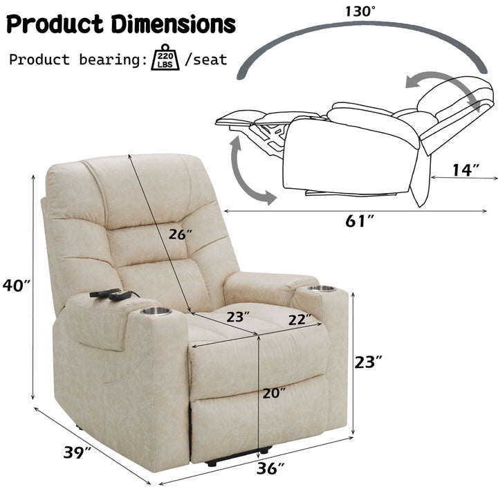Nairi Power Recliner with Lift, Heating &amp; Massage