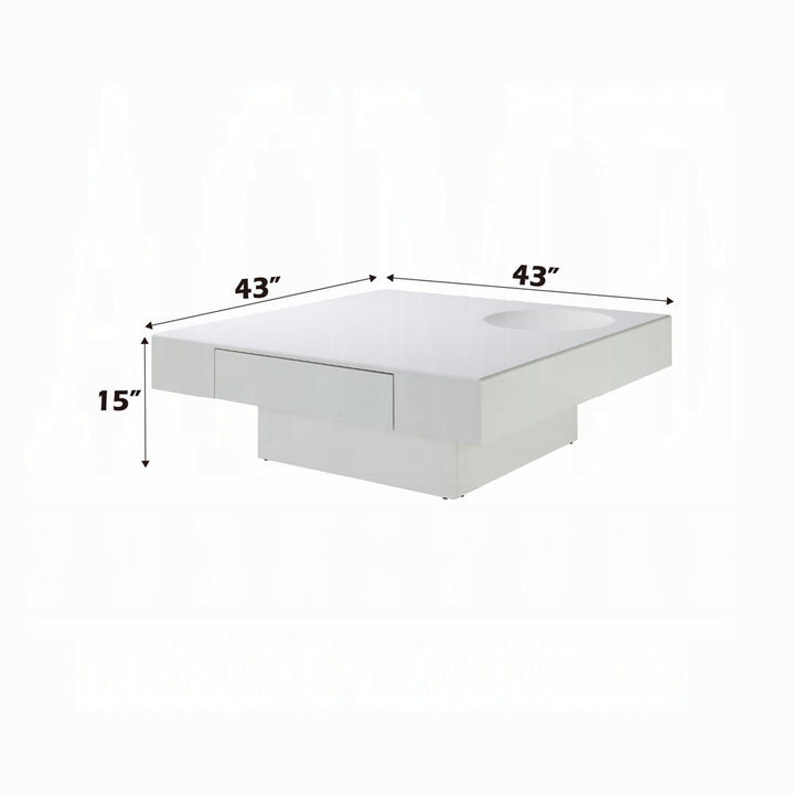 Khaim Square High Gloss White Coffee Table