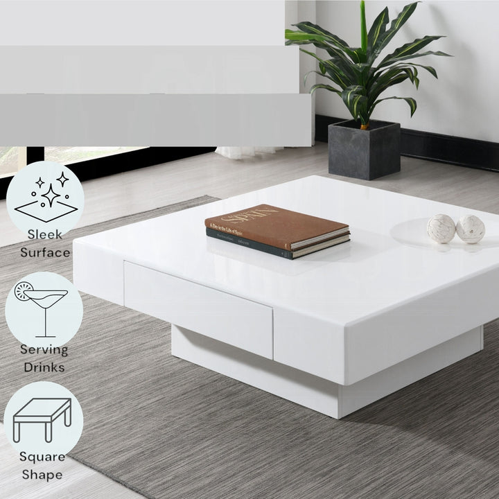 Khaim Square High Gloss White Coffee Table