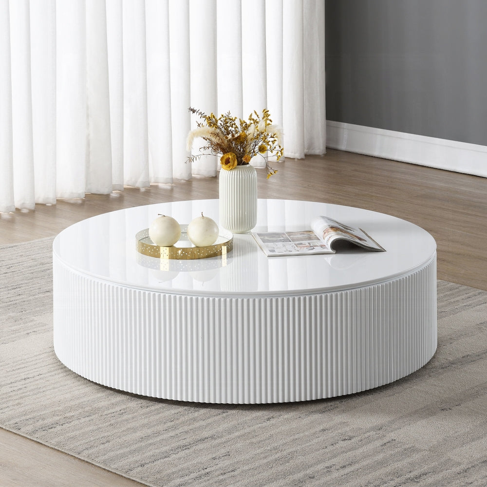 Dyllan Round White High Gloss Modern Coffee Table