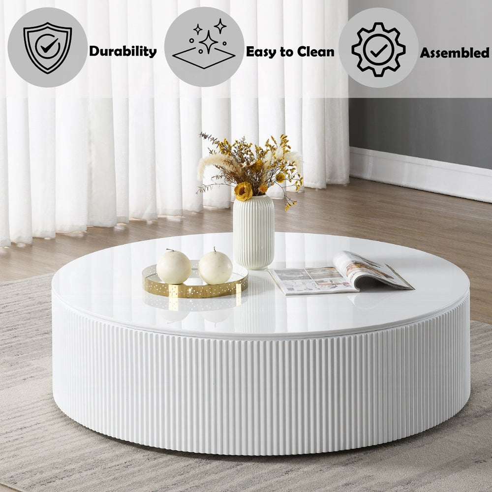 Dyllan Round White High Gloss Modern Coffee Table