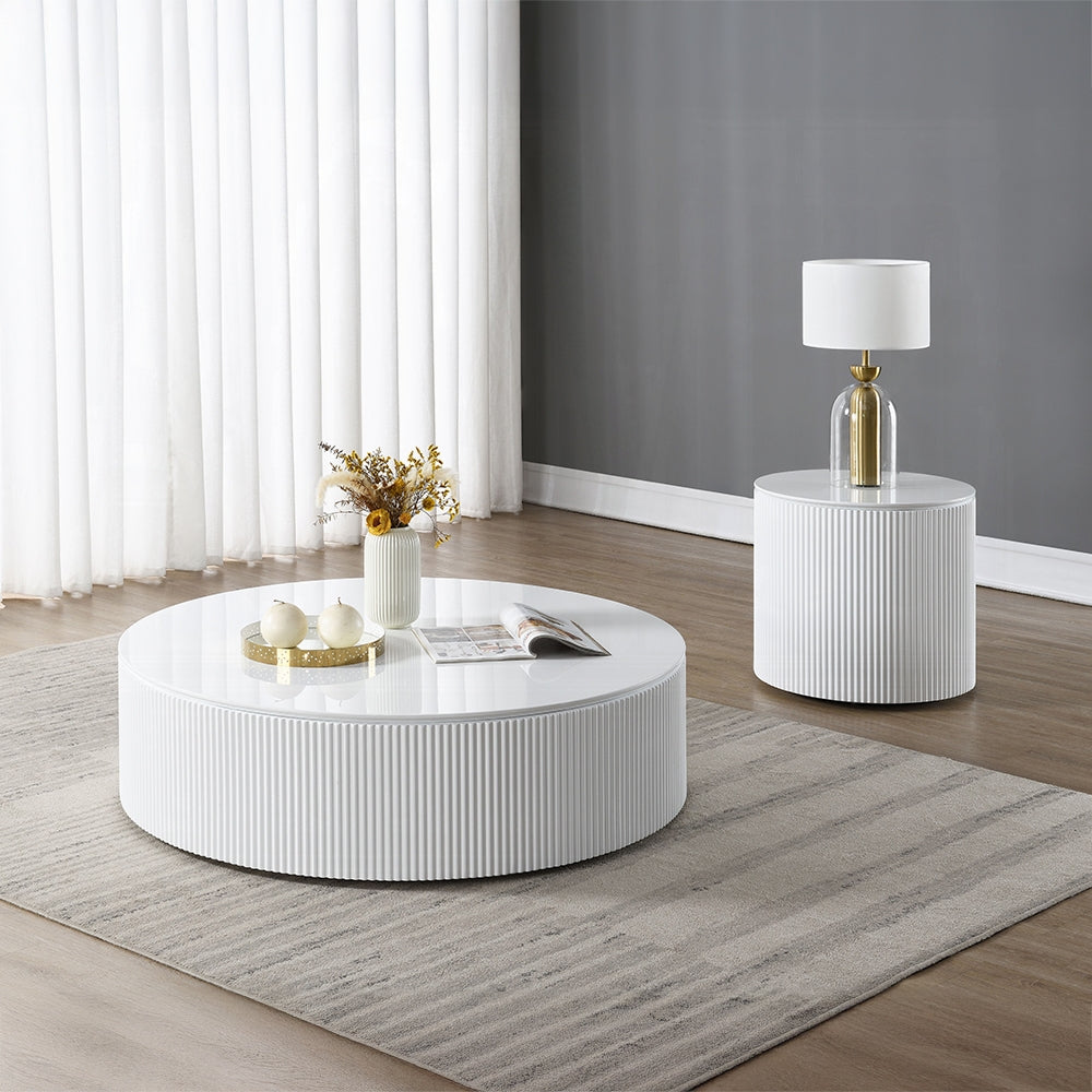 Dyllan Round White High Gloss Modern Coffee Table