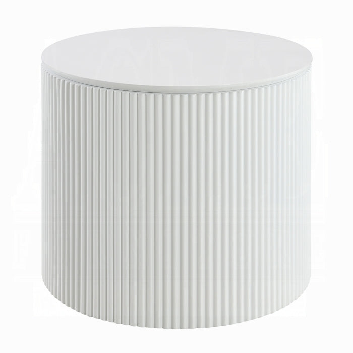 Dyllan Round White High Gloss Modern End Table