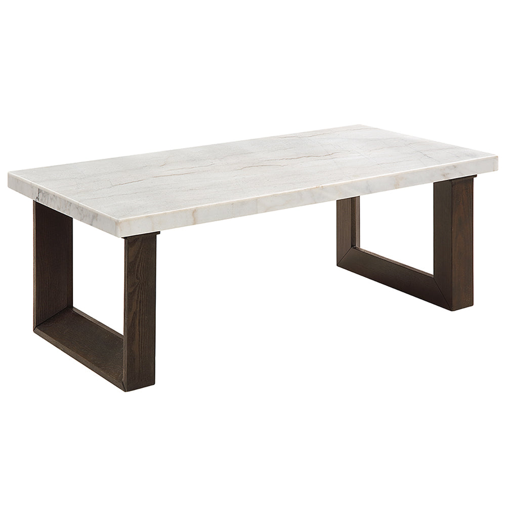 Edwyn Coffee Table with Marble Top - Natural Marble & Espresso