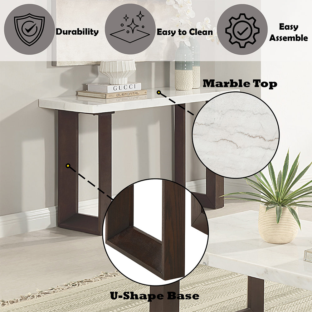 Edwyn Sofa Table with Marble Top