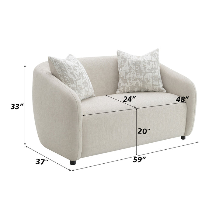 Etienne Loveseat with 2 Pillows - Beige Linen
