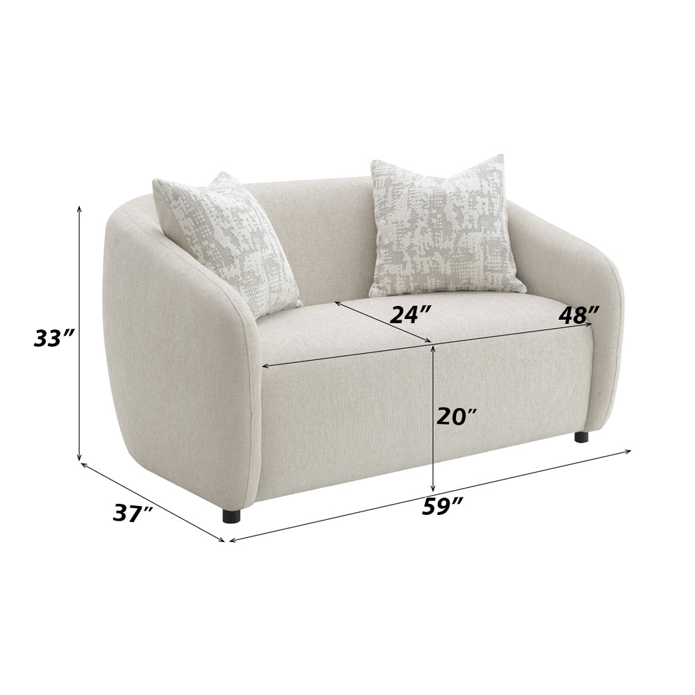 Etienne Loveseat with 2 Pillows - Beige Linen