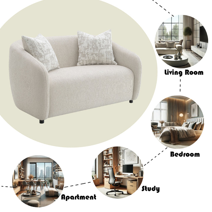 Etienne Loveseat with 2 Pillows - Beige Linen