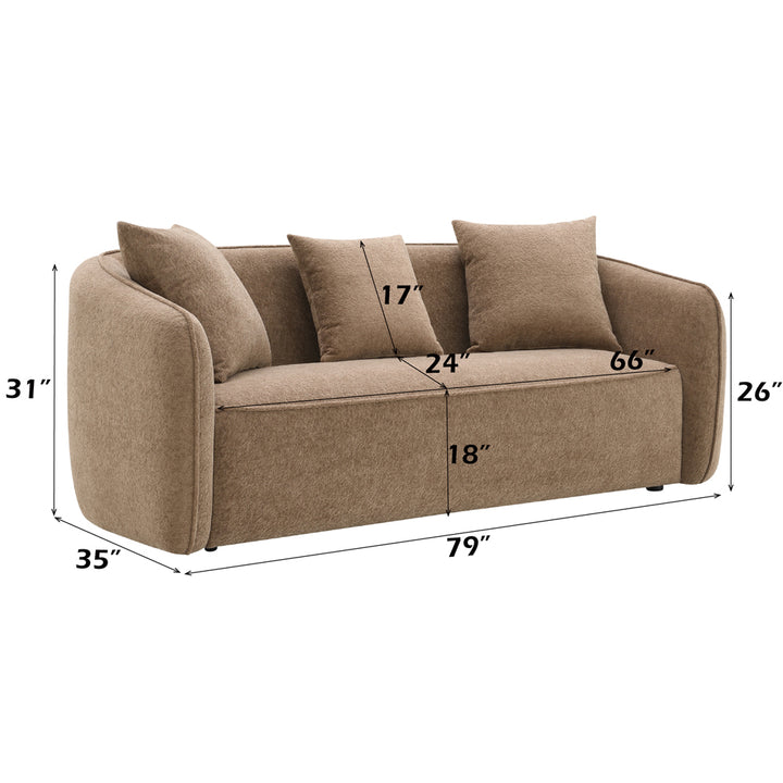Keith Sofa with 3 Pillows - Brown Chenille