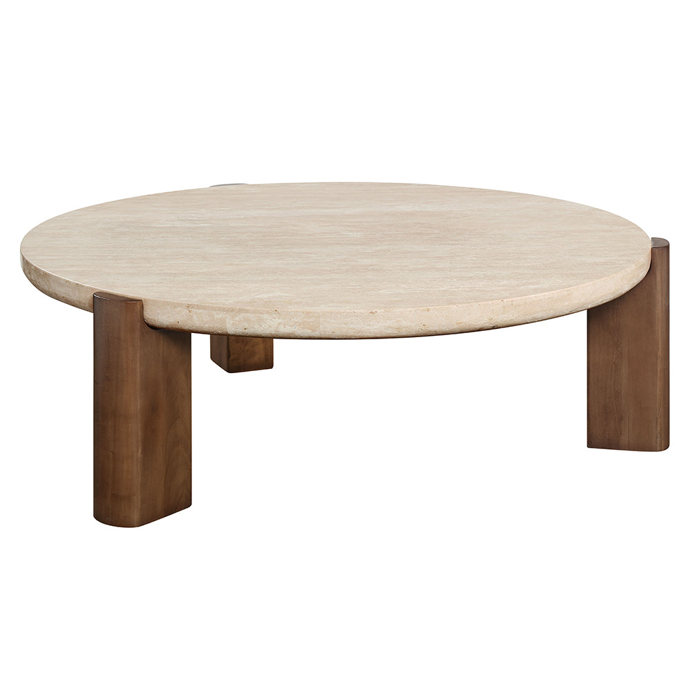 Leonardo Coffee Table - Travertine Top & Dark Oak