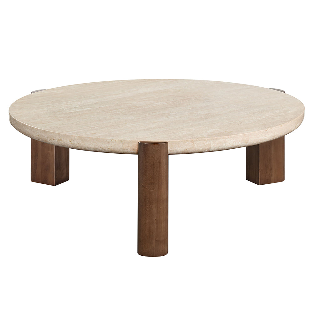 Leonardo Coffee Table - Travertine Top & Dark Oak