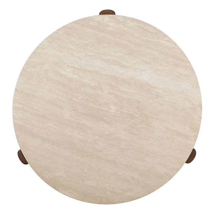 Leonardo Coffee Table - Travertine Top &amp; Dark Oak