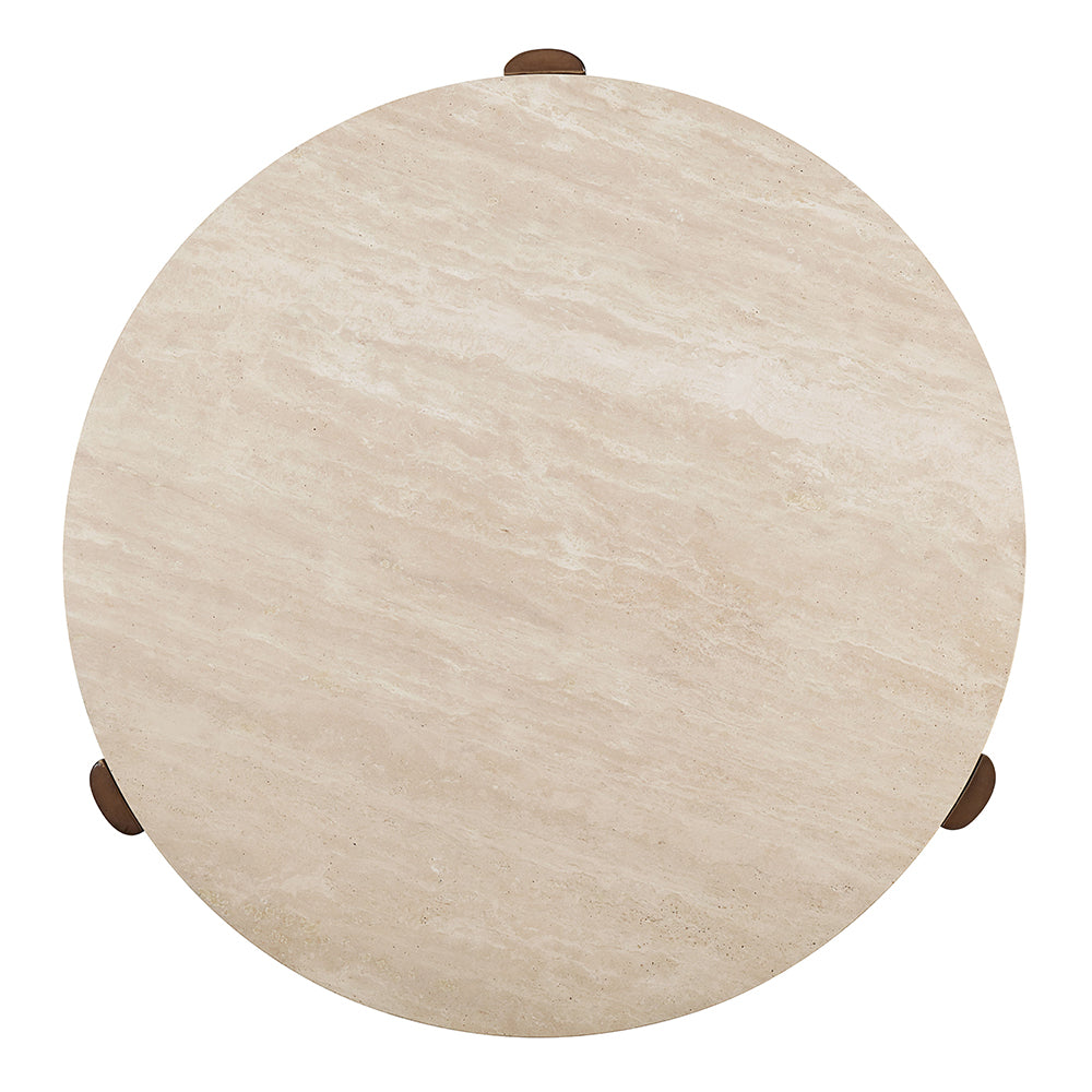 Leonardo Coffee Table - Travertine Top & Dark Oak