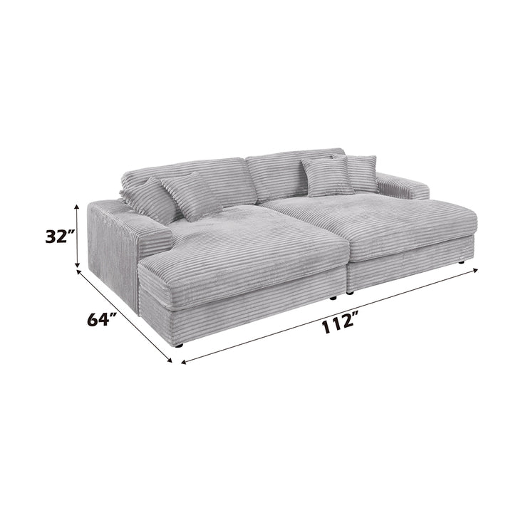 Hilde Sectional Sofa with 4 Pillows