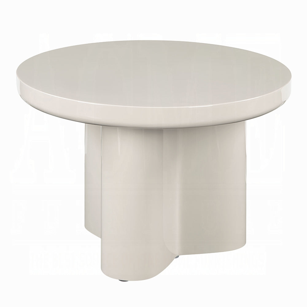 Joane End Table | Modern Light Gray High Gloss Accent Table