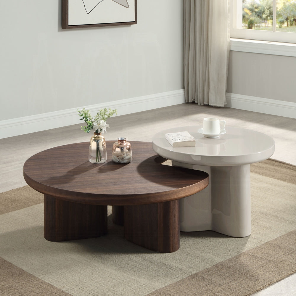 Joane End Table | Modern Light Gray High Gloss Accent Table