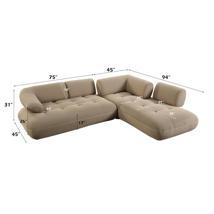 Carrick Sectional Sofa with 6 Pillows