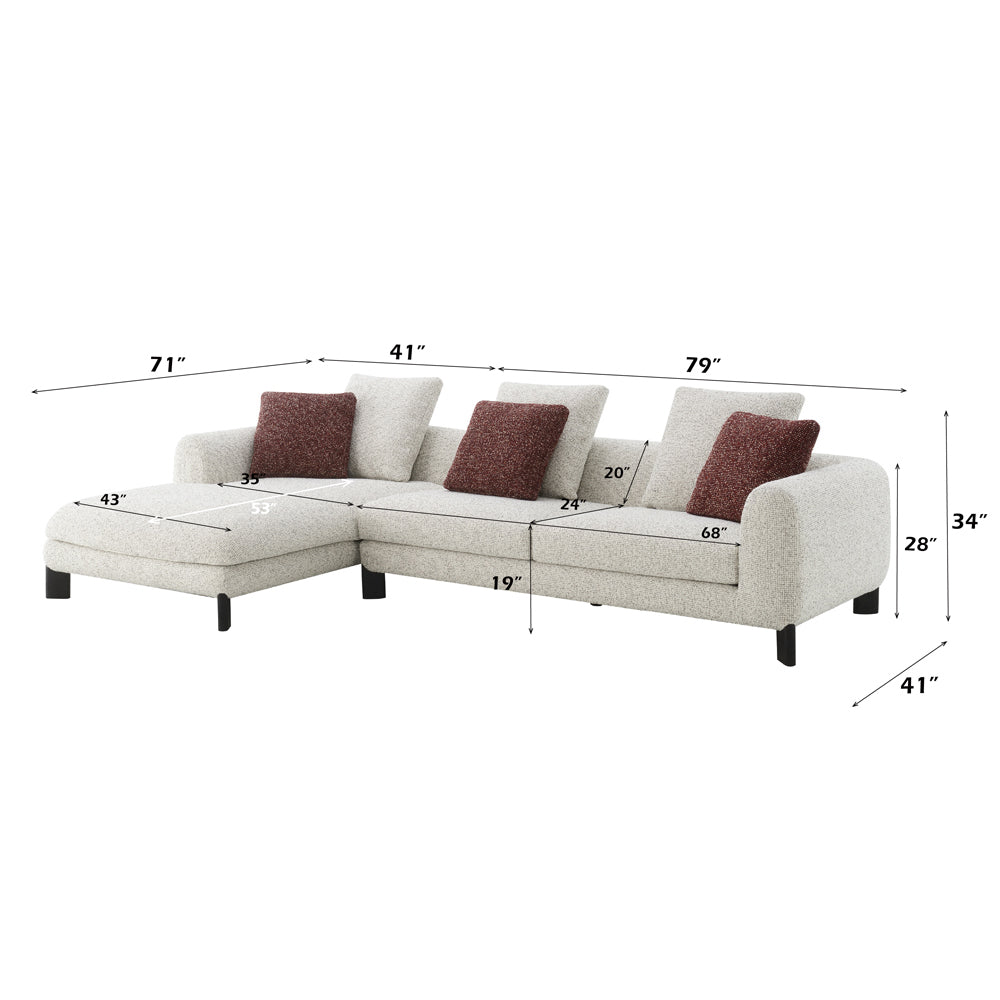 Mardi Sectional Sofa with 6 Pillows