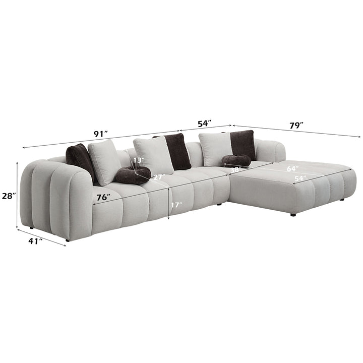 Manilla Sectional Sofa with 8 Pillows