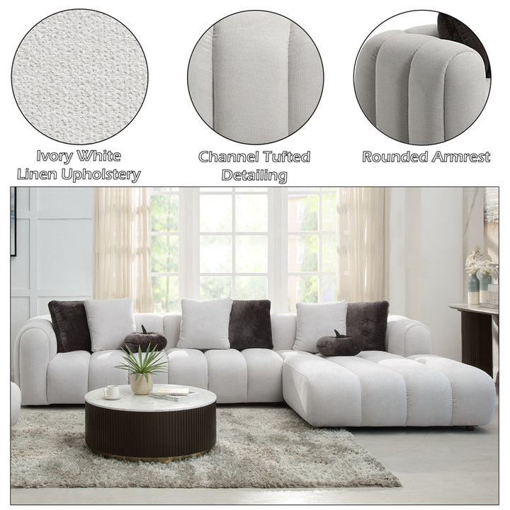 Manilla Sectional Sofa with 8 Pillows