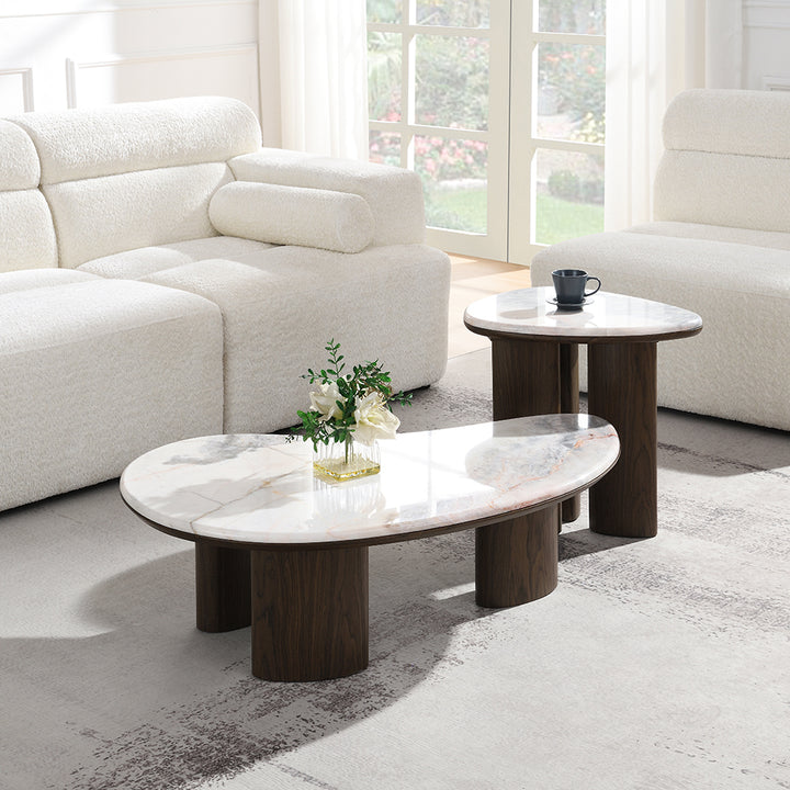 Hanale End Table with Natural Marble