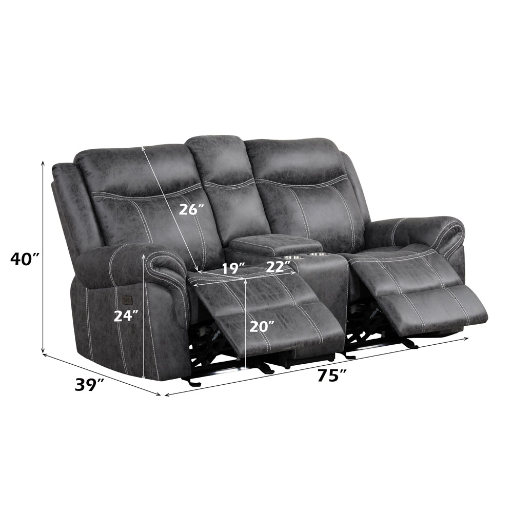 Zubaida Power Glider Motion Loveseat with USB