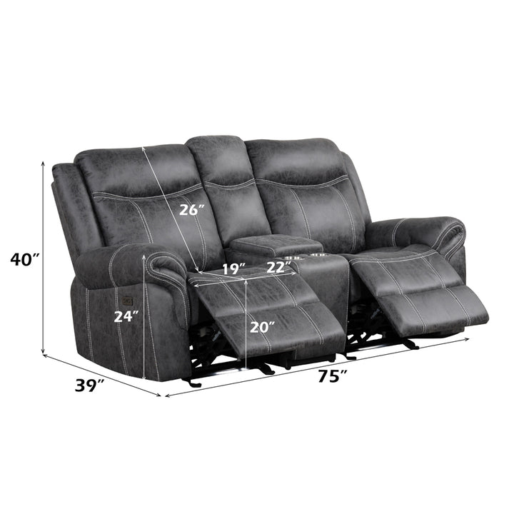 Zubaida Power Glider Motion Loveseat with USB