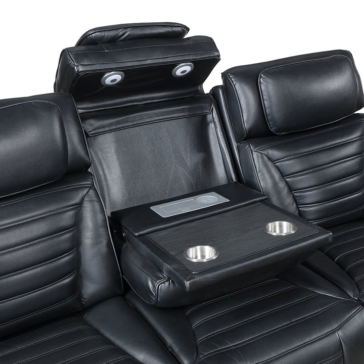 Ephron Power Motion Sofa with Dropdown Table, Wireless Charging, Reading Light, Power Headrests &amp; LED