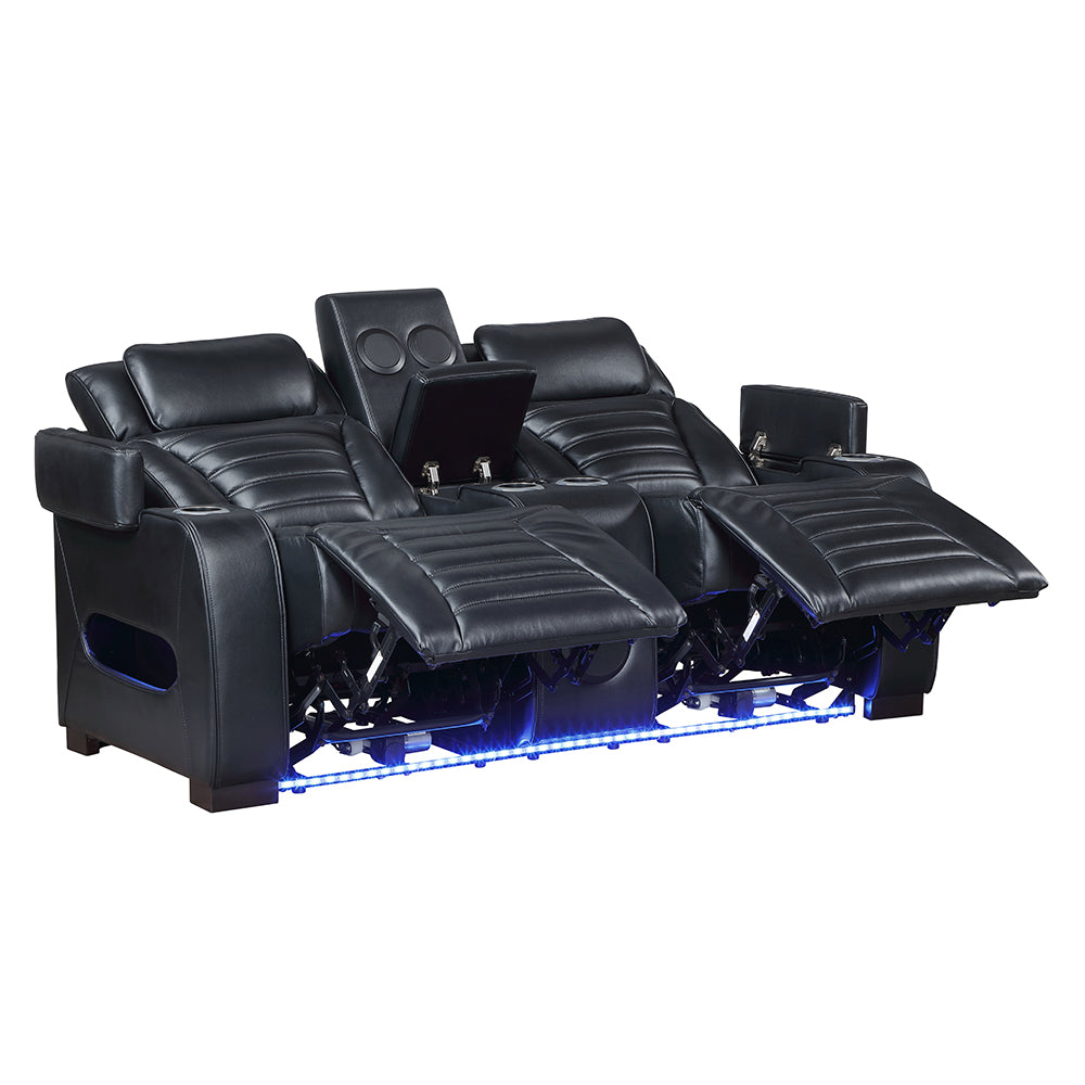 Ephron Power Motion Loveseat with  Console, Power Headrests, LED & Speakers
