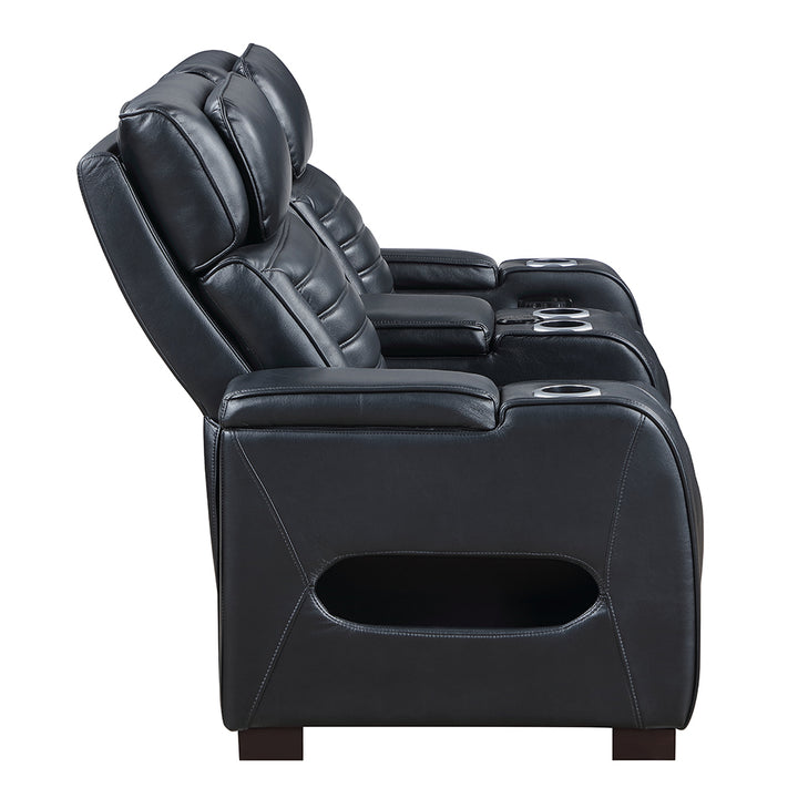 Ephron Power Motion Loveseat with  Console, Power Headrests, LED &amp; Speakers