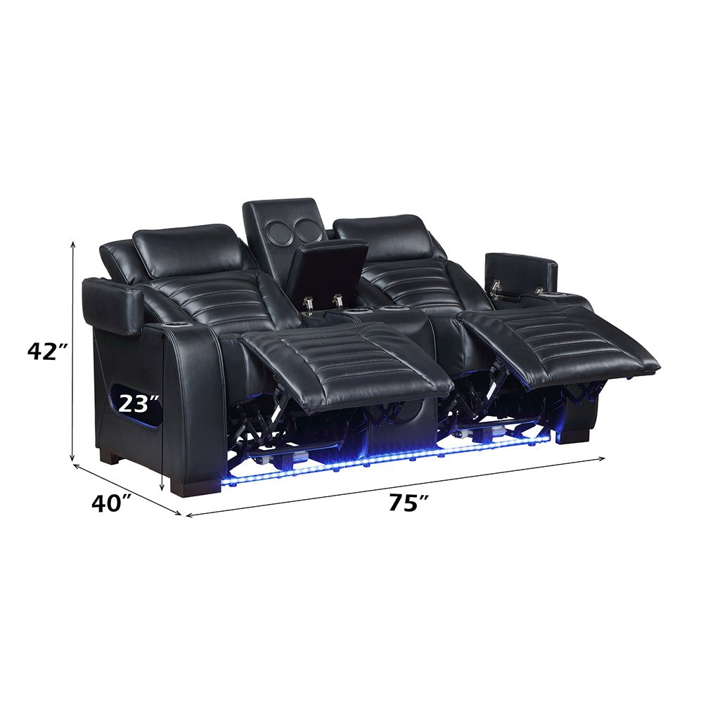 Ephron Power Motion Loveseat with  Console, Power Headrests, LED & Speakers