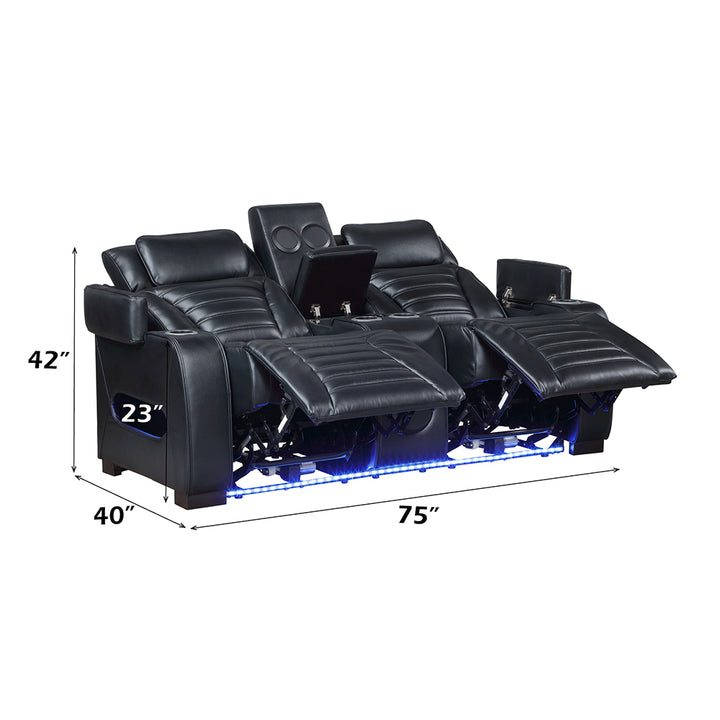 Ephron Power Motion Loveseat with  Console, Power Headrests, LED &amp; Speakers