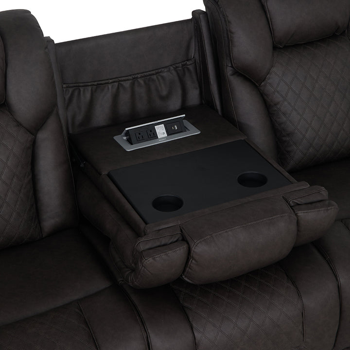 Wendell Power Motion Sofa with Dropdown Table, Storage, USB &amp; LED