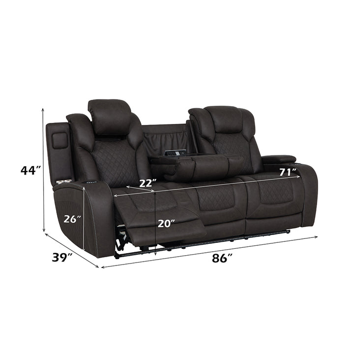 Wendell Power Motion Sofa with Dropdown Table, Storage, USB &amp; LED