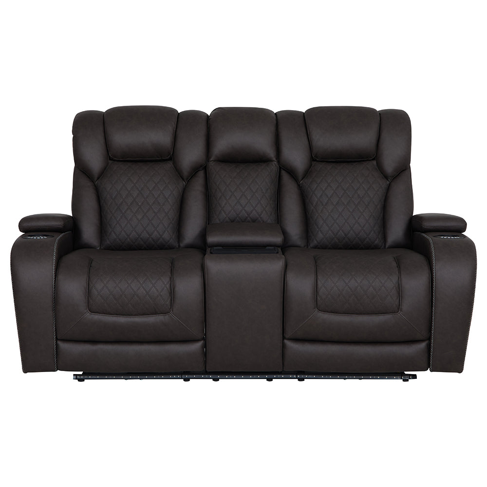 Wendell Power Motion Loveseat with Console, Wireless Charger, Storage, USB & LED