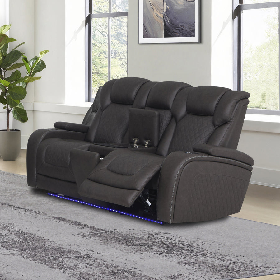 Wendell Power Motion Loveseat with Console, Wireless Charger, Storage, USB & LED