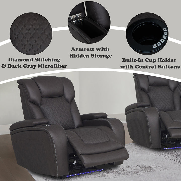 Wendell Power Motion Recliner with Storage, USB &amp; LED