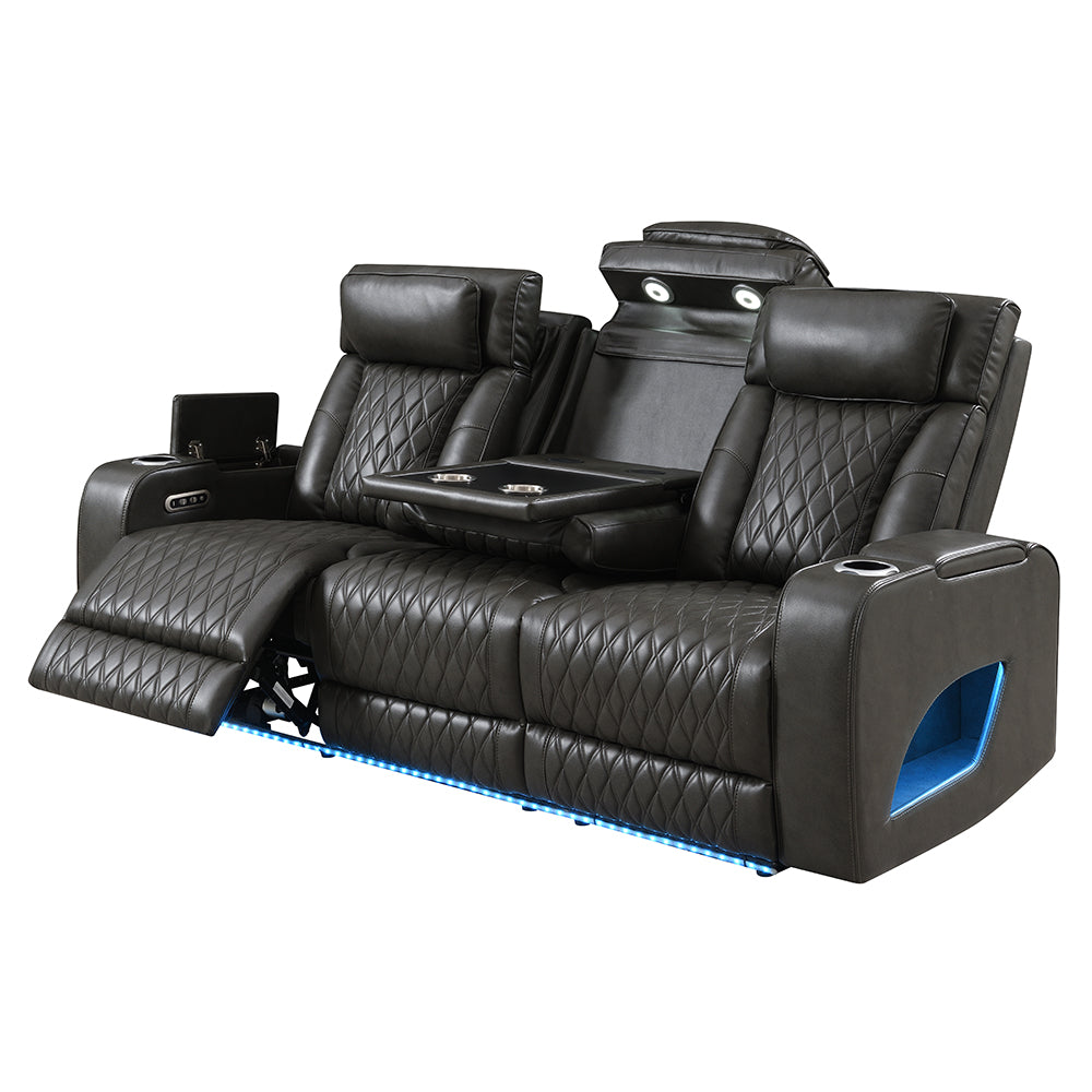 Taddeo Power Motion Sofa with Power Headrest, USB, Wireless Charger, LED & Reading Light