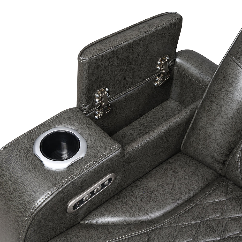 Taddeo Power Motion Sofa with Power Headrest, USB, Wireless Charger, LED & Reading Light