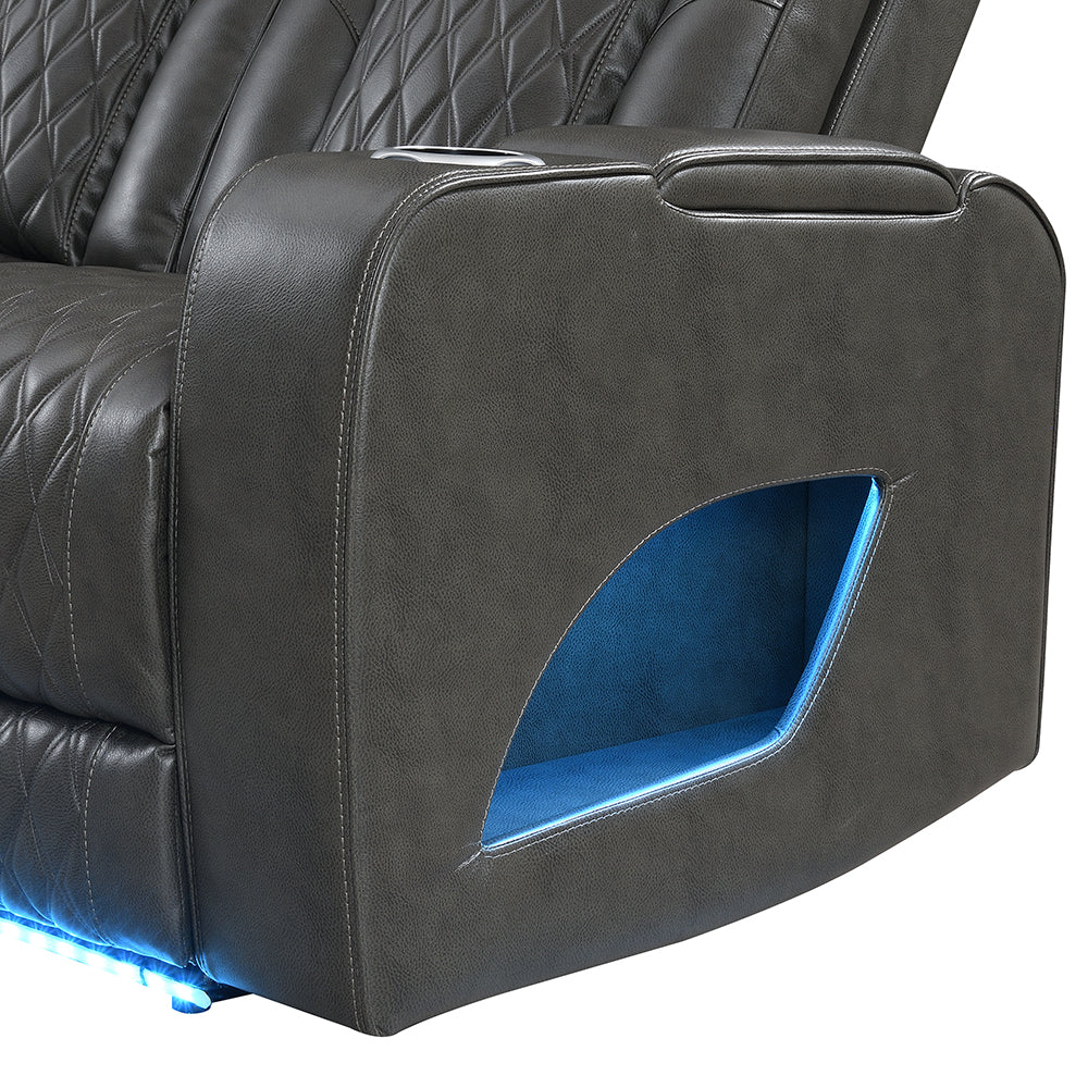 Taddeo Power Motion Sofa with Power Headrest, USB, Wireless Charger, LED & Reading Light