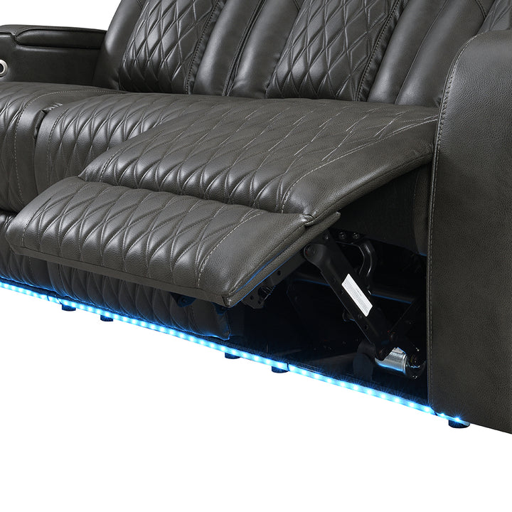 Taddeo Power Motion Sofa with Power Headrest, USB, Wireless Charger, LED & Reading Light