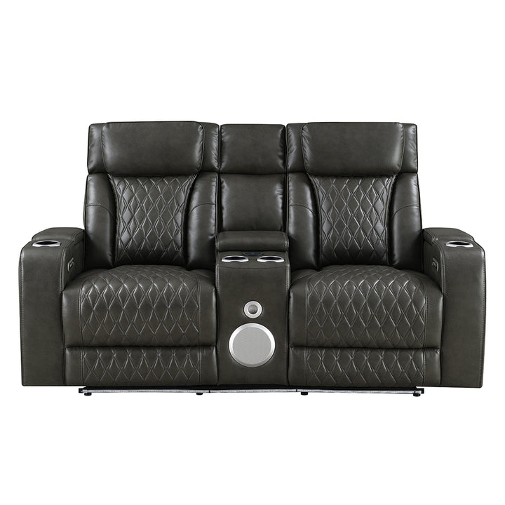 Taddeo Power Motion Loveseat with Console, Speaker, USB, Wireless Charger & LED