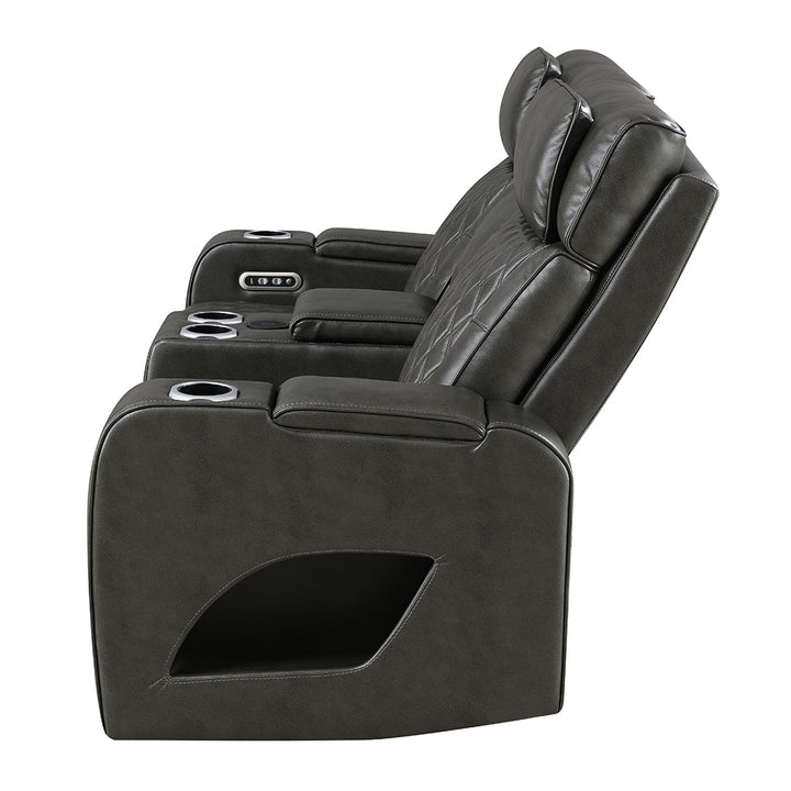 Taddeo Power Motion Loveseat with Console, Speaker, USB, Wireless Charger & LED