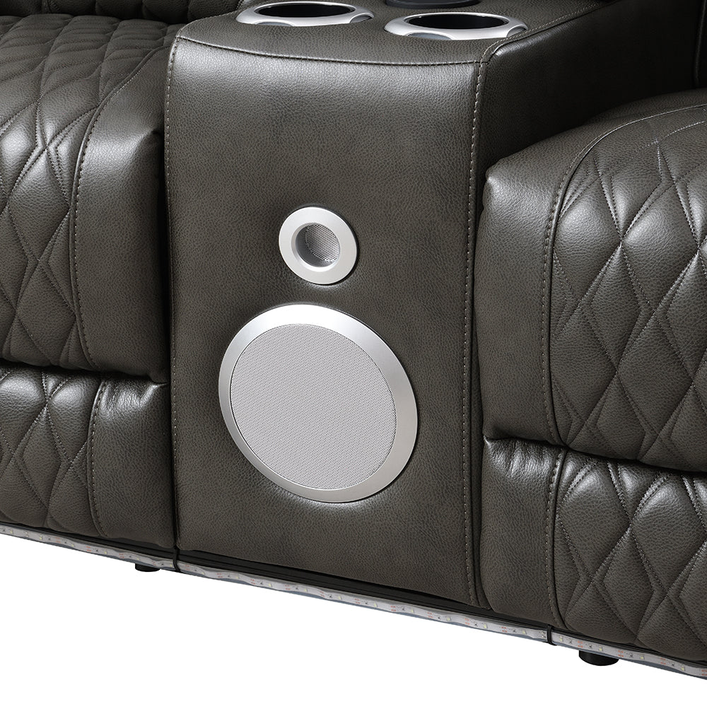Taddeo Power Motion Loveseat with Console, Speaker, USB, Wireless Charger & LED